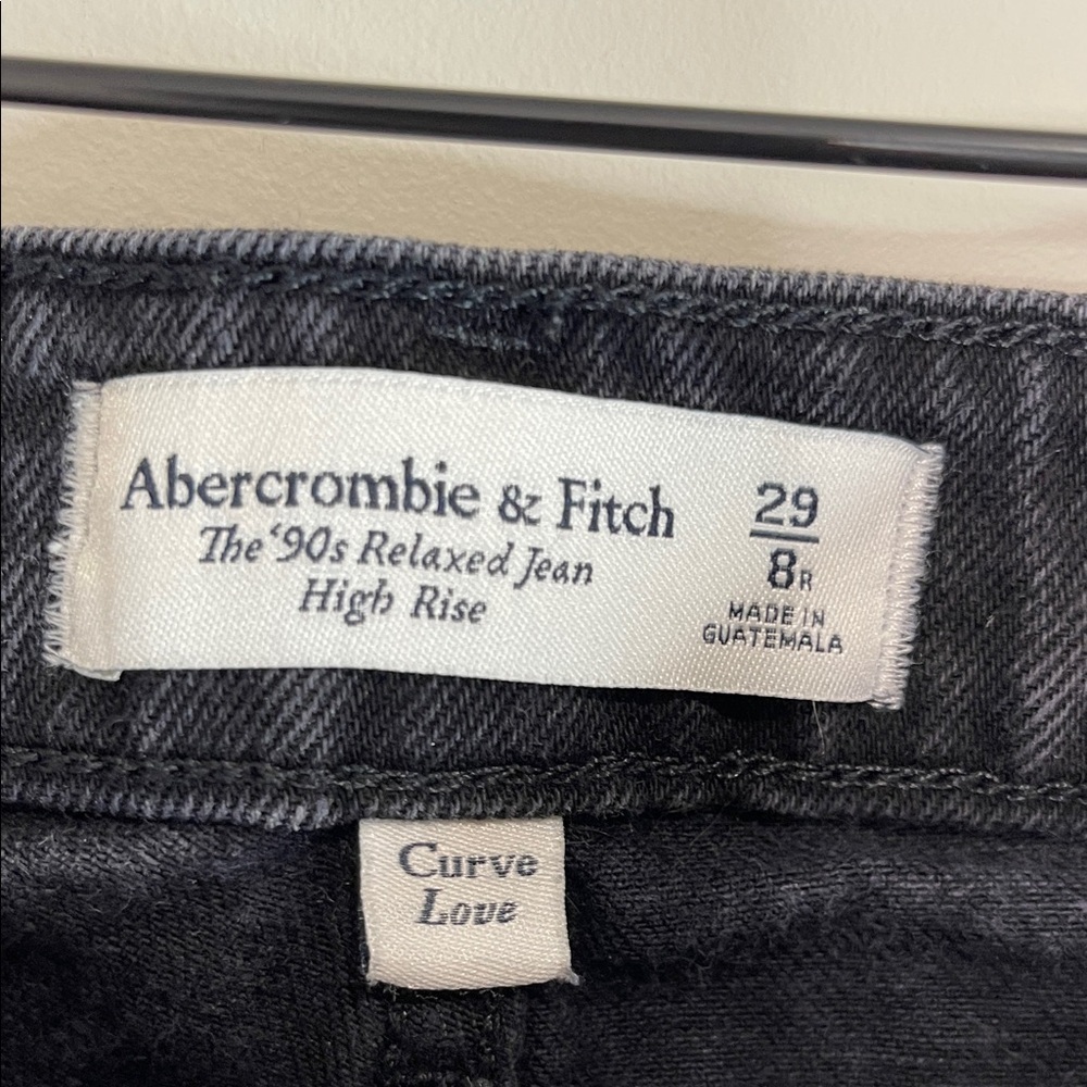 Abercrombie & Fitch Curve Love The 90’s Relaxed Jeans High Rise Black 29 8R - Picture 7 of 11